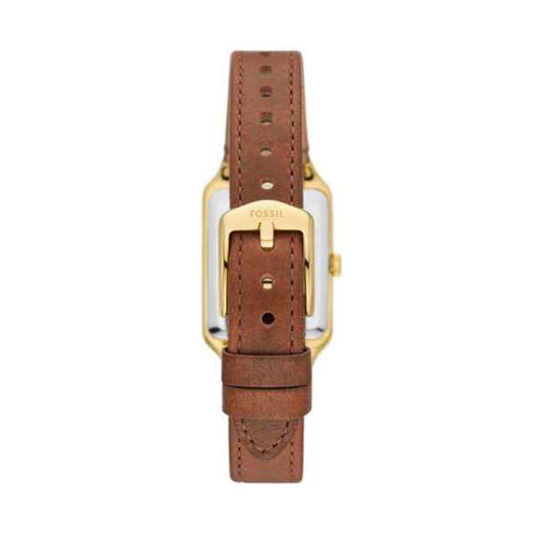 Es5303 damski prostok%c4%84tny zegarek na pasku marka fossil raquel  zegarek dla kobiet na w%c4%85skim pasku zegrek w kolorach z%c5%82oto br%c4%85zowo szarym dla kobiet prezent dla niej