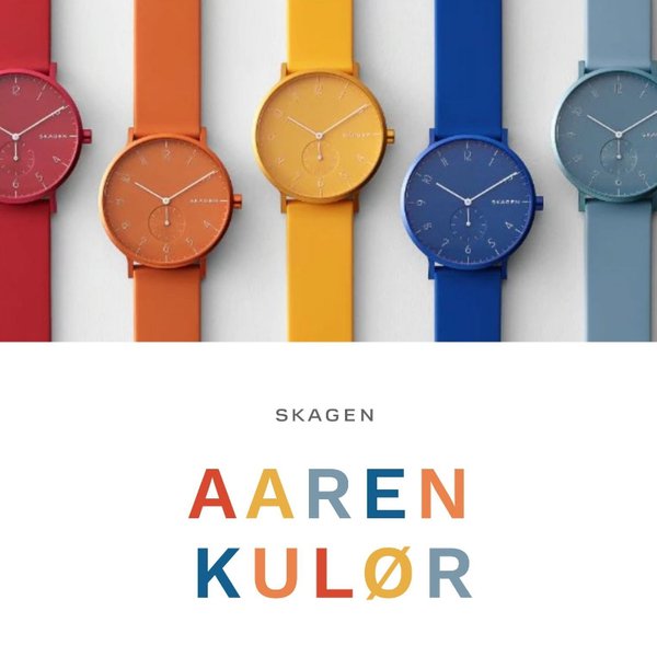 Kolorowe zegarki skagen kulor czerwony niebieski %c5%bc%c3%b3%c5%82ty