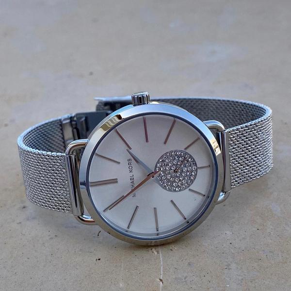 Damski zegarek michael kors srebrny mk3843 mk3843 na bransolecie autoryzowany sklep michael kors z diamencikami